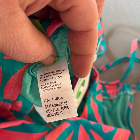 Athena Pink and Teal Swim tankini top size 36 B/C NWT - Picture 7 of 8